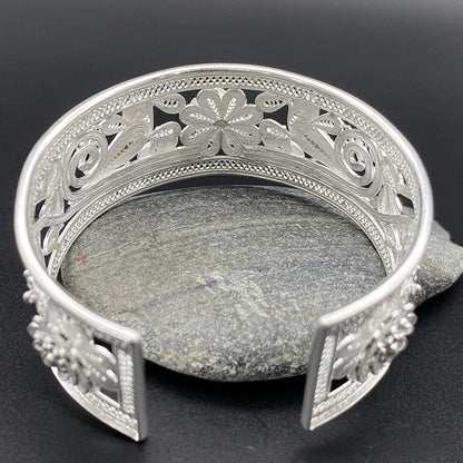 999 Pure Silver Miao Bracelet, Bangle, Chinese Wire-Drawing handcrafts, ethnic gift for her, collectible artisan jewelry