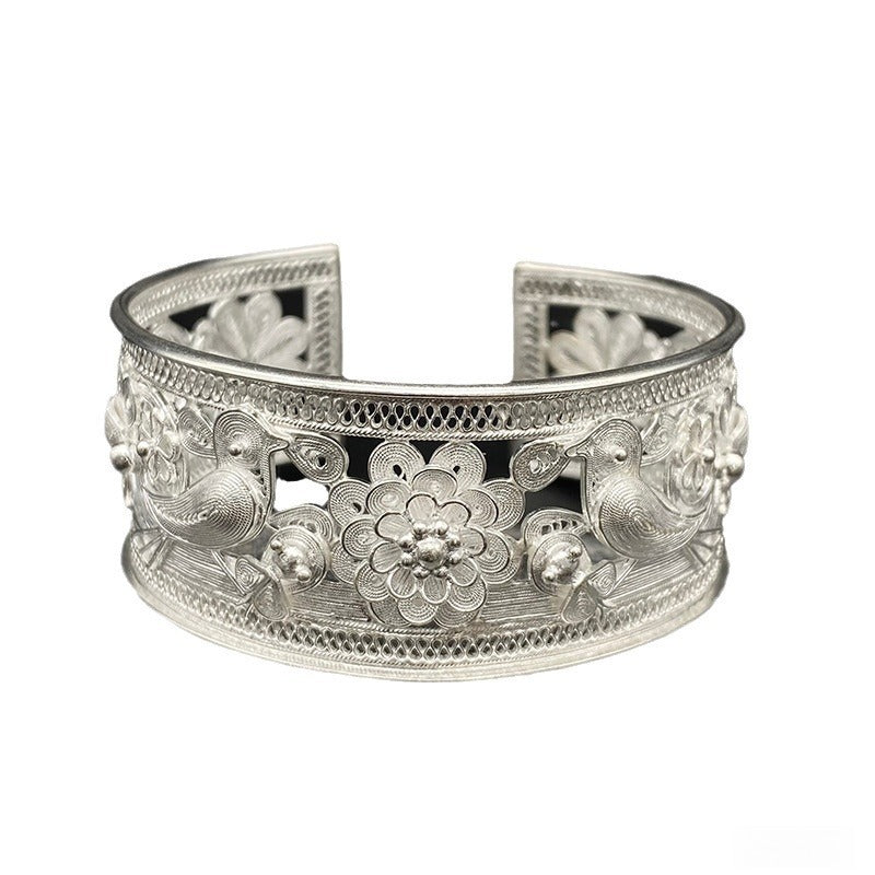 999 Pure Silver Miao Bracelet, Bangle, Chinese Wire-Drawing handcrafts, ethnic gift for her, collectible artisan jewelry