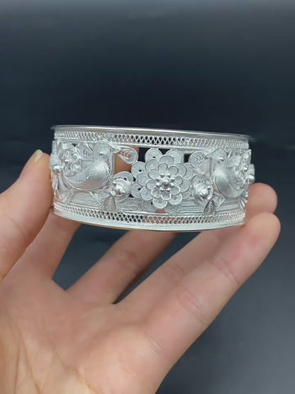 999 Pure Silver Miao Bracelet, Bangle, Chinese Wire-Drawing handcrafts, ethnic gift for her, collectible artisan jewelry